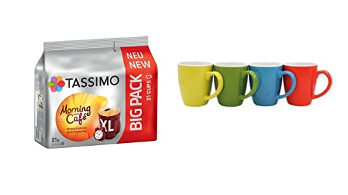 Morning Café XL Genieße den neuen TASSIMO Morning Café in beliebter XL Bechergröße und profitiere vom Big Pack mit 21 Getränken plus + 4 Kaffeebecher von James Premium