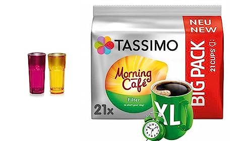Morning Café XL Morning Café Filter XL 21 Kaffee Kapseln im Big Pack, 163.8 g plus 2 Gläser metallic 380ml von James Premium