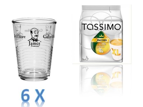 Tassimo Jacobs Krönung Caffé Crema XL + 6-er Set Gläser von James Premium® Osterhasenaktion 2013 von James Premium