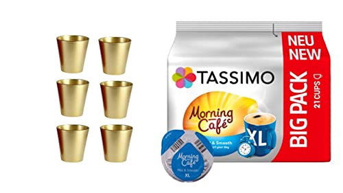 Tassimo MILD & SMOOTH TASSIMO Morning Café XL - Mild & Smooth. Starte in den Tag mit einem milden und sanften Genuss.21 Kaffee Kapseln im Big Pack, 163.8 g plus + 6 Kaffeebecher von James Premium