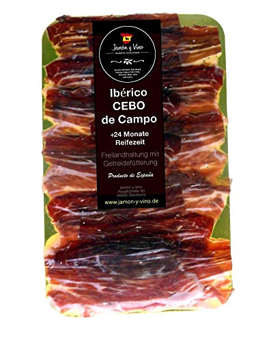 1x150g Iberico Schinken Reserva Cebo de Campo | +24 Monate gereift | Freilandhaltung | in Scheiben geschnitten | lagenweise durch Folie getrennt von Jamón y Vino - Spanische Delikatessen