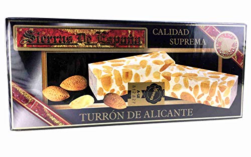 200g Turrón de Alicante, harter Nougat mit gerösteten Mandeln und Honig aus Spanien, höchste Qualitätsstuffe von Jamón y Vino - Spanische Delikatessen