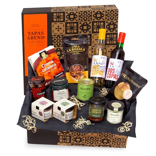 Präsentkorb - Ein Tapas-Abend für Zwei - gefüllter Feinkost-Geschenkkorb von jamon.de - Köstliches Geschenk für Frauen, Männer & Paare Präsentkorb - Ein Tapas-Abend für Zwei - gefüllter Feinkost-Geschenkkorb von jamon.de - Köstliches Geschenk für Frauen, Männer & Paare von jamon.de