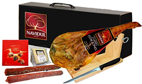 Christmas Basket Navidul Ham with Ham Holder and Knife von JamonOnline