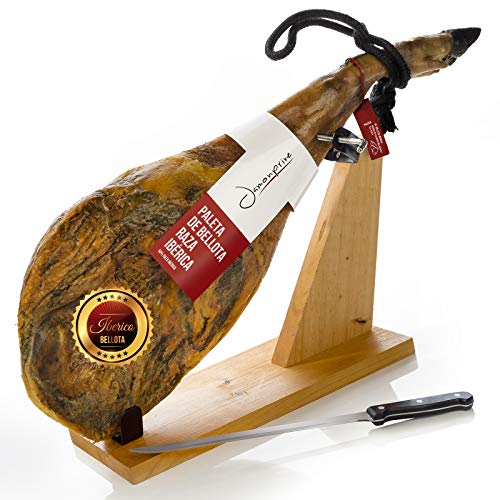 Pata Negra Schinken aus Eichelmast (Vorderschinken) 4-4.5 Kg + Schinkenhalter + Messer - Spanischer Iberico Schinken Bellota Jamonprive von Jamonprive