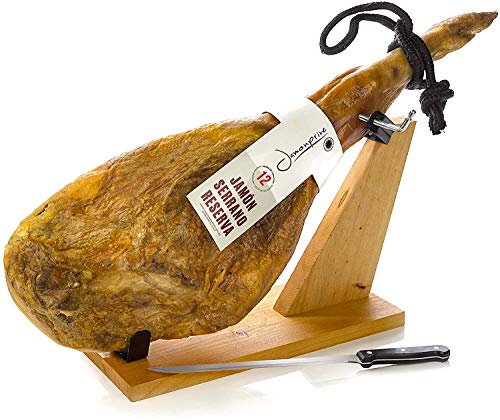 Serrano Schinken Reserva Duroc + Schinkenhalter + Messer 6.5-7 Kg - Spanischer Schinken von Jamonprive