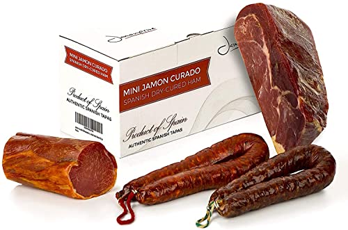 Serrano Schinken gereift ohne Knochen Gran Reserva 1 kg & Lomo (Lende) Duroc Natural 250 gr + Chorizo Paprikawurst 200 gr+ Salchichón Serrano Dauerwurst Extra 200 gr - Jamonprive Premium von Jamonprive