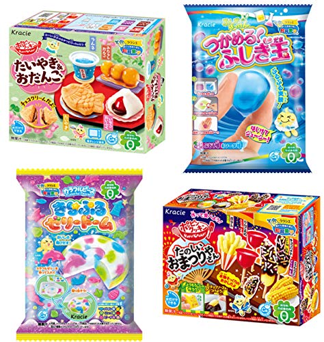Kracie Popin Cookin Süßigkeiten-Kits zum Selbermachen, 4 Kits, japanische Süßigkeiten, lustiges Festival, Gelee-Kuppel, kuriose Gelee-Bälle von Japan2oz