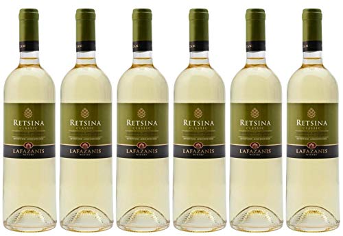 Retsina Lafazanis 6x 0,75l | Geharzter Weißwein aus Griechenland | 11% Vol. | Jahrgang 2021 von Jassas Griechische Feinkost