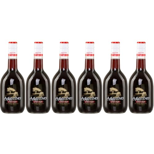 Allotino rot trocken 6x 0,5l | Trockener Rotwein aus Griechenland | 12,5% Vol. | Kourtaki | + 1 x 20ml Jassas Olivenöl von Jassas Griechische Feinkost