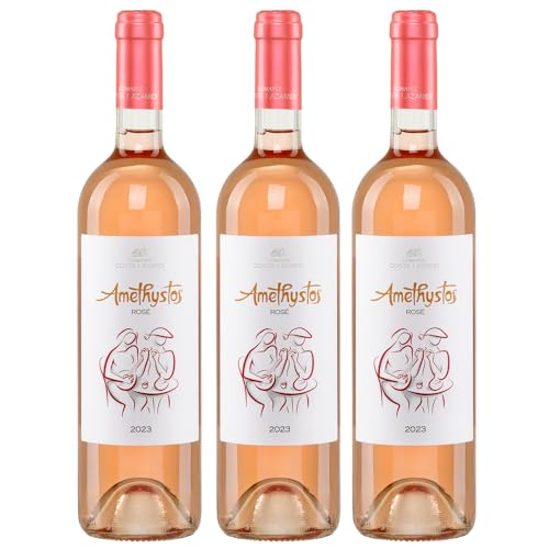 Amethystos Roséwein trocken 3x 0,75l Flasche | Griechischer Roséwein trocken | Costa Lazaridi | 13% Vol.. | +20ml Jassas Olivenöl von Jassas Griechische Feinkost