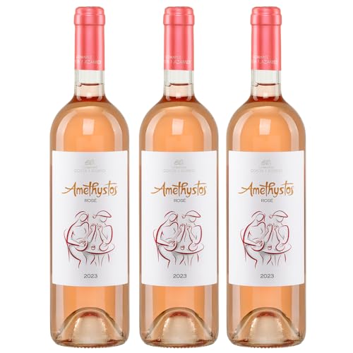 Amethystos Roséwein trocken 3x 0,75l Flasche | Griechischer Roséwein trocken | Costa Lazaridi | 13% Vol.. | +20ml Jassas Olivenöl von Jassas Griechische Feinkost