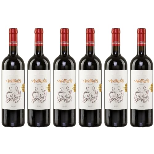 Amethystos Rotwein trocken 6x 0,75l Flasche | Griechischer Rotwein trocken | Costa Lazaridi | 14% Vol.. | +20ml Jassas Olivenöl von Jassas Griechische Feinkost