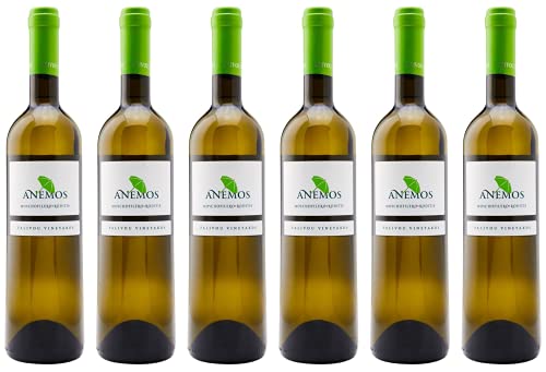 Anemos Weißwein 6x 0,75l | Trockener Weißwein aus Griechenland | Palivou Estate | + 1x 20ml ElaioGi Olivenöl von Jassas Griechische Feinkost