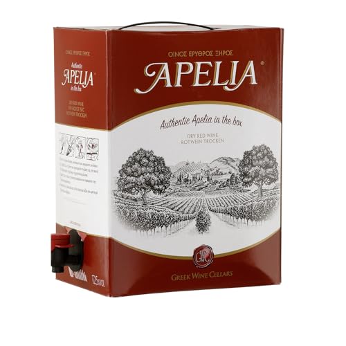 Apelia rot trocken 1x 5,0l Bag-in-Box | Trockener Rotwein aus Griechenland | 12,5% Vol. | Kourtaki von Jassas Griechische Feinkost