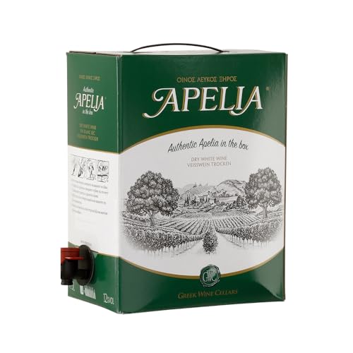 Apelia weiß trocken 1x 5,0l Bag-in-Box | Trockener Weißwein aus Griechenland | 12% Vol. | Kourtaki von Jassas Griechische Feinkost
