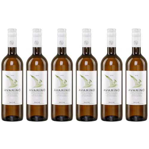 Avarino weiß 6x 0,75l Flasche | Trockener Weißwein aus Griechenland | 12% Vol. | Nestor | +20ml Jassas Olivenöl von Jassas Griechische Feinkost