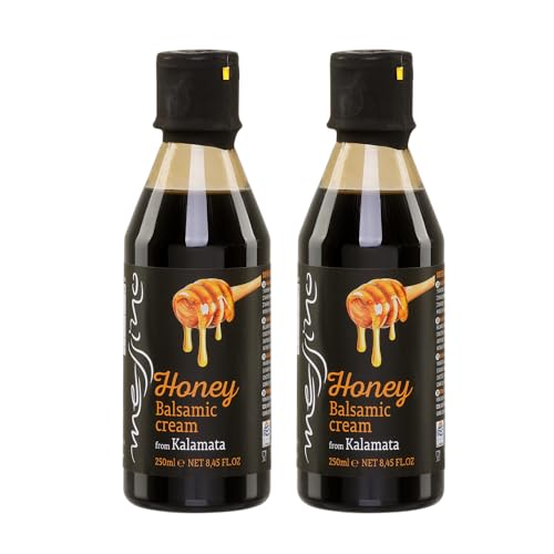 Balsamico Creme mit Honiggeschmack 2x 0,25l Flasche | Griechische Essigspezialitäten | Papadeas | +20ml Jassas Olivenöl von Jassas Griechische Feinkost
