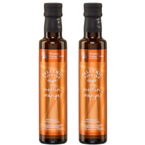 Balsamico mit Orange Vassilakis 2x 0,25l | Balsamico Essig aus Griechenland | Leicht süß-säuerlich | Spezialität aus Kreta | +20ml Jassas Olivenöl von Jassas Griechische Feinkost