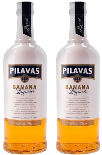 Bananen Likör 2x 0,7l von Pilavas | 25% Vol. | Traditioneller Likör aus Patras | + 20ml Jassas Olivenöl von Jassas Griechische Feinkost