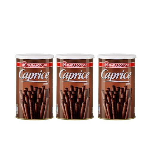 Caprice Waffelröllchen Dark 3x 250g Papadopoulos aus Griechenland | Griechisches Gebäck | +20ml Jassas Olivenöl von Jassas Griechische Feinkost