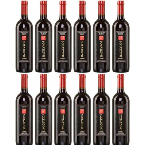 Cavino Imiglykos rot 12x 0,75l Flasche | Lieblicher Rotwein aus Griechenland | 11% Vol. | + 20ml Jassas Olivenöl von Jassas Griechische Feinkost