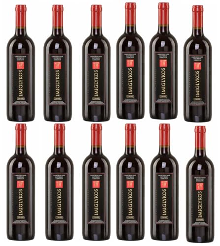 Imiglykos rot Cavino 12x 0,75l Flasche | Lieblicher Rotwein aus Griechenland | 11% Vol. | + 20ml Jassas Olivenöl von Jassas Griechische Feinkost