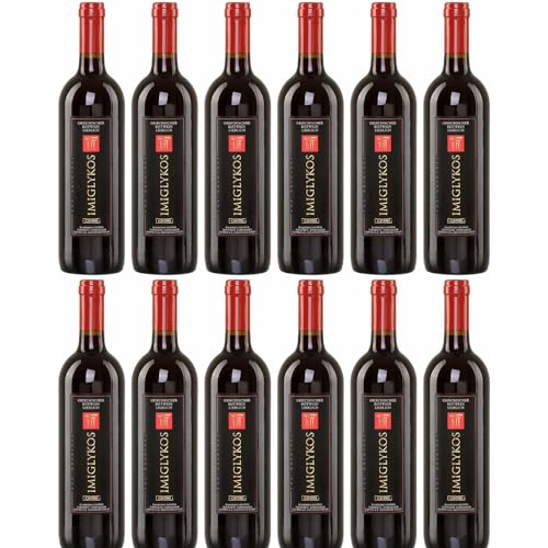 Imiglykos rot Cavino 12x 0,75l Flasche | Lieblicher Rotwein aus Griechenland | 11% Vol. | + 20ml Jassas Olivenöl von Jassas Griechische Feinkost