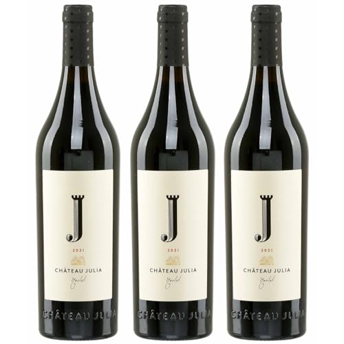Chateau Julia Merlot rot 3x 0,75l Flasche | Trockener Rotwein aus Griechenland | Costa Lazaridi | 14,5% Vol. | +20ml Jassas Olivenöl von Jassas Griechische Feinkost
