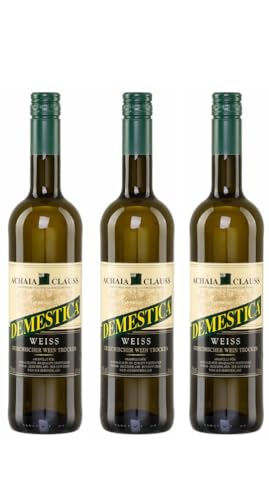 Demestica weiß trocken 3x 0,75l Achaia Clauss | Beliebter Weißwein aus Griechenland | Griechischer Tafelwein | + 20ml Jassas Olivenöl von Jassas Griechische Feinkost