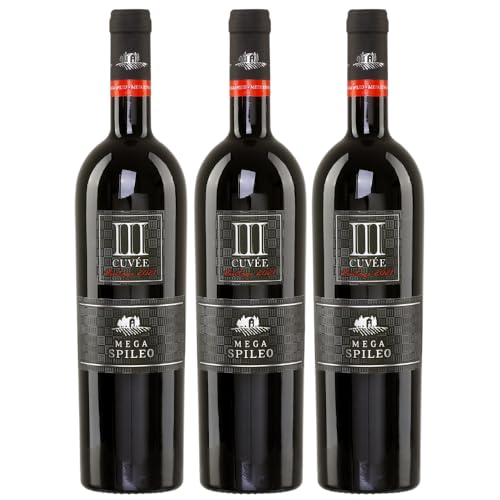 Domain Mega Spileo Cuvée III 3x 0,75l rot trocken Cavino | Griechischer Rotwein | + 20ml Jassas Olivenöl von Jassas Griechische Feinkost