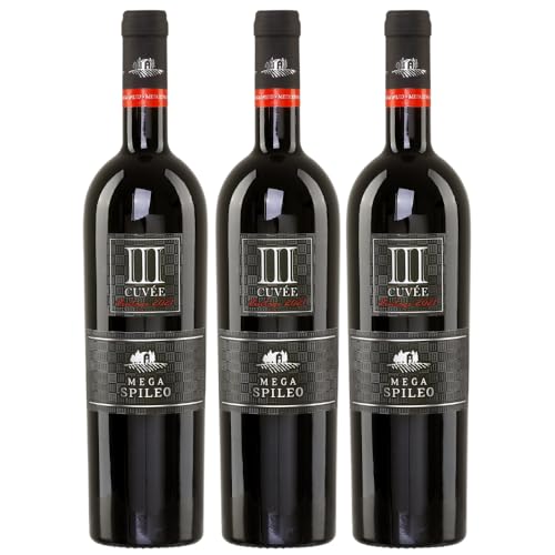 Domain Mega Spileo Cuvée III 3x 0,75l rot trocken Cavino | Griechischer Rotwein | + 20ml Jassas Olivenöl von Jassas Griechische Feinkost