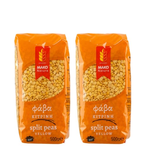 Fava Gelbe Erbsen nach griechischer Art | 2x 500g Packung von Mako | Fava Bohnen in Spitzenqualität | +20ml Jassas Olivenöl von Jassas Griechische Feinkost