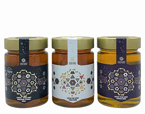 Griechischer Honig 3x 460g Probierset aus den Bergen Kreta | 1x Thymianhonig, 1x Pinienhonig 1x Thymian- & Koniferenhonig | Besonders aromatisch & cremig | Premium Honig | Smari Honey Griechischer Honig 3x 460g Probierset aus den Bergen Kreta | 1x Thymianhonig, 1x Pinienhonig 1x Thymian- & Koniferenhonig | Besonders aromatisch & cremig | Premium Honig | Smari Honey von Jassas Griechische Feinkost