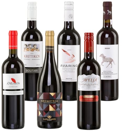 Griechischer Rotwein fruchtig-trocken 6x 0,75l Probierset | Rotweine aus Griechenland | Griechisches Weinpaket von Jassas Griechische Feinkost