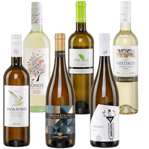 Griechischer Weißwein fruchtig-trocken 6x 0,75l Probierset | Weißweine aus Griechenland | Griechisches Weinpaket von Jassas Griechische Feinkost