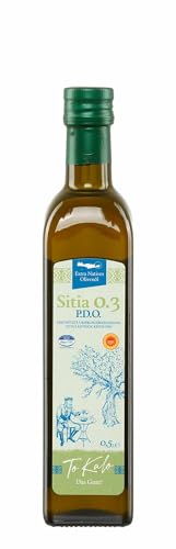 Griechisches Olivenöl Sitia 0.3% 0,5l von Nostos | Hergestellt auf Kreta | Extra nativ | Mild-fruchtig | Kaltgepresst | 100% Koroneiki Oliven | Geschützte Herkunftsbezeichnung von Jassas Griechische Feinkost