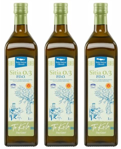 Griechisches Olivenöl Sitia 3x 1,0l von ToKalo | Neue Ernte 2023/2024 | Von Kreta | Extra nativ | Mild-fruchtig | 100% Koroneiki Oliven | Geschützte Herkunftsbezeichnung | Mit Analysezertifikat von Jassas Griechische Feinkost