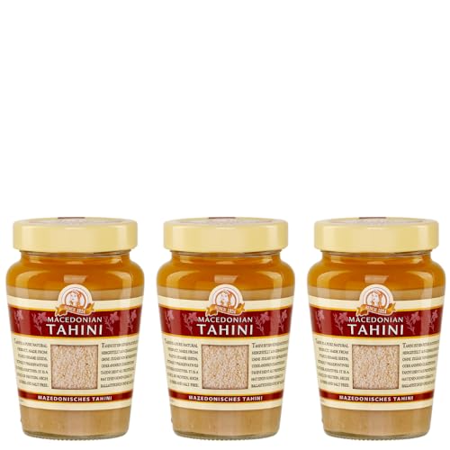Griechisches Tahini (Sesampaste) 3x 300g Glas | Klassiker der Griechischen Küche | +20ml Jassas Olivenöl von Jassas Griechische Feinkost