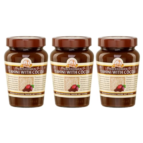 Griechisches Tahini Sesampaste mit Kakao 3x 350g Glas | Klassiker der Griechischen Küche | +20ml Jassas Olivenöl Griechisches Tahini Sesampaste mit Kakao 3x 350g Glas | Klassiker der Griechischen Küche | +20ml Jassas Olivenöl von Jassas Griechische Feinkost