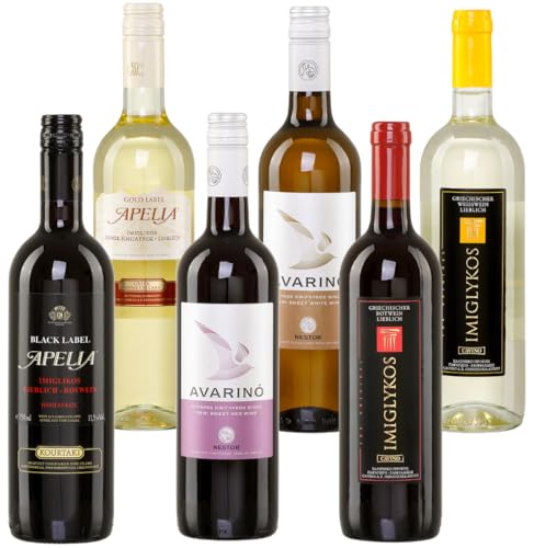 Imiglykos Probierset aus Griechenland 6x 0,75l | Lieblich | Griechischer Wein | 3x Imiglykos rot | 3x Imiglykos weiß von Jassas Griechische Feinkost