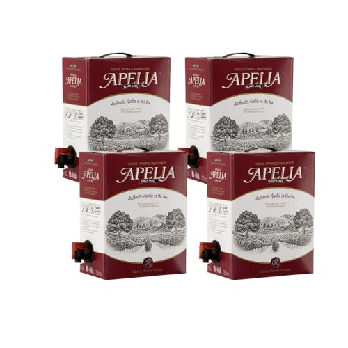 Imiglykos Black Label Apelia Bag-In-Box 4x 3,0l | Lieblicher Rotwein | Imiglykos | 11,5% Vol. | Kourtaki | + 20ml Jassas Olivenöl von Jassas Griechische Feinkost