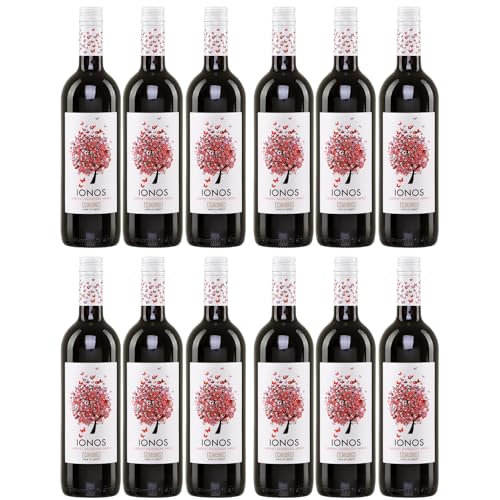 Ionos Rotwein trocken 12x 0,75l | Trockener Rotwein aus Griechenland | Cavino | 12% Vol. | +20ml Jassas Olivenöl von Jassas Griechische Feinkost