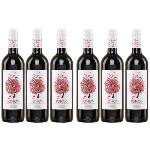 Ionos Rotwein trocken 6x 0,75l | Trockener Rotwein aus Griechenland | Cavino | 12% Vol. | +20ml Jassas Olivenöl von Jassas Griechische Feinkost