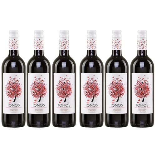Ionos Rotwein trocken 6x 0,75l | Trockener Rotwein aus Griechenland | Cavino | 12% Vol. | +20ml Jassas Olivenöl von Jassas Griechische Feinkost