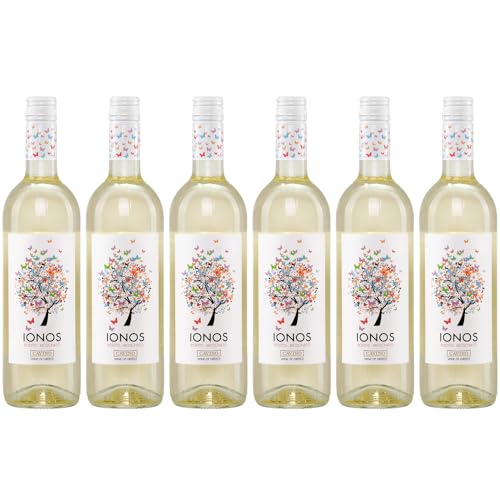 Ionos Weißwein trocken 6x 0,75l | Trockener Weißwein aus Griechenland | Cavino | 12% Vol. | +20ml Jassas Olivenöl von Jassas Griechische Feinkost