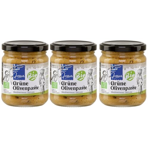 Jassas Griechische Olivenpaste grün 3x 195g Glas | Bio-Zertifiziert | Jassas | +20ml Jassas Olivenöl von Jassas Griechische Feinkost