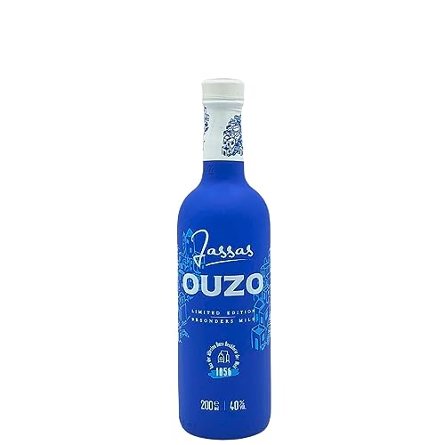 Jassas Ouzo 40% 0,2l Premium Flasche | Besonders mild | Limited Edition | Älteste Ouzo Destillerie der Welt von Jassas Griechische Feinkost