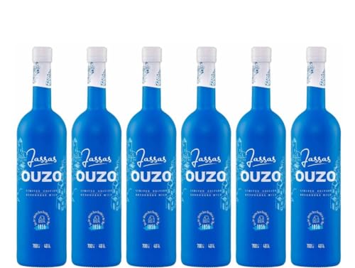 Jassas Ouzo 40% 6x 0,7l | Besonders mild | Limited Edition | Älteste Ouzo Destillerie der Welt 1856 | Premium Flasche von Jassas Griechische Feinkost