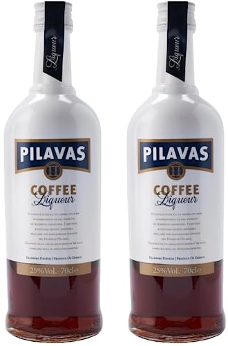 Kaffee Likör 2x 0,7l von Pilavas | 25% Vol. | Traditioneller Likör aus Patras | + 20ml Jassas Olivenöl von Jassas Griechische Feinkost
